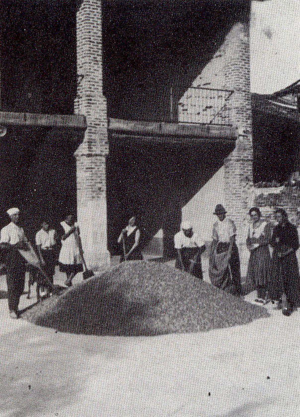 Insaccatura del grano presso cascina Berlendis - Anni '30